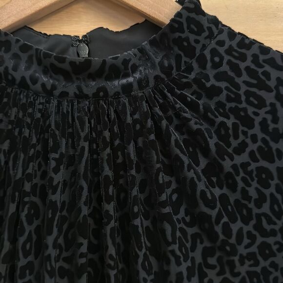 Adrianna Papell Size 12 Velvet Leopard Print Black High Neck Mini Dress - Picture 9 of 16